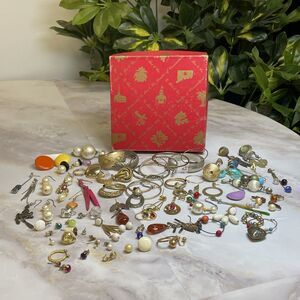 Vintage Lot #6 70+ One Off Single Earrings AS IS For Crafters Repair